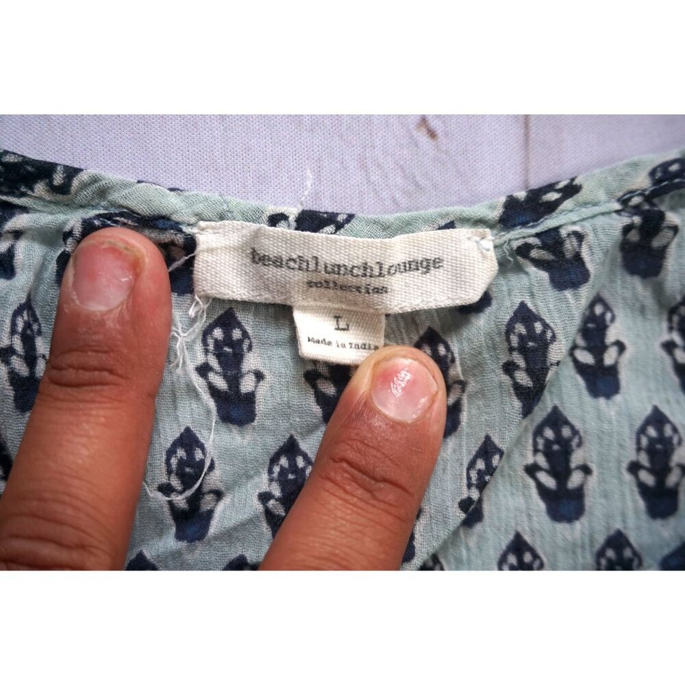 Beachlunchlounge Women Blue Printed Kurta Tunic Blouse – Size L - Picture 2 of 6